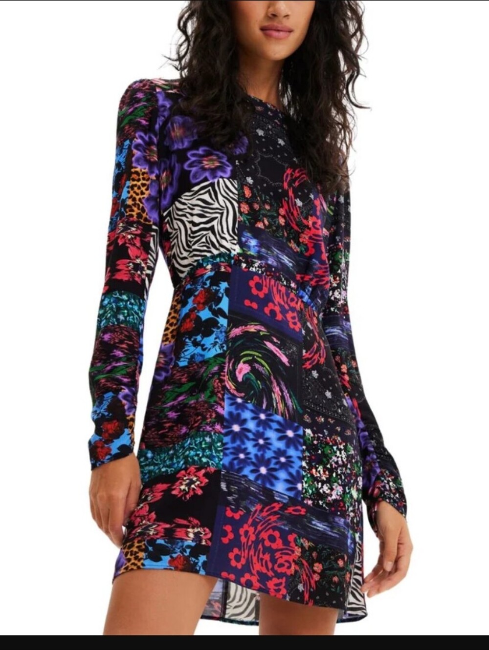 Designual Multicolor Long-Sleeve Dress Sz Large